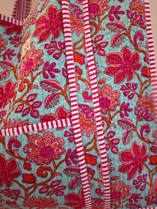 Large Kantha Tote - Penelope Blue