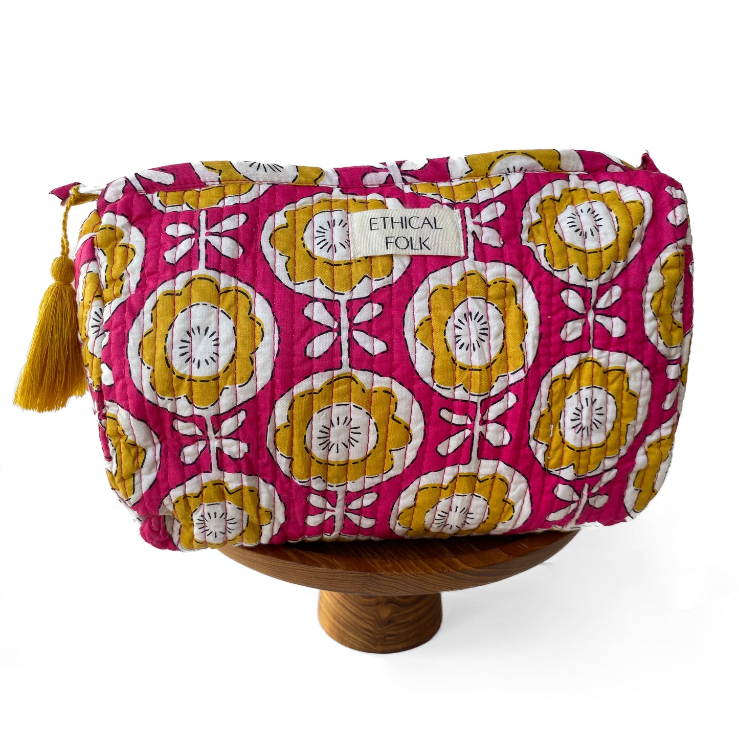 Cosmetic Bag Blockprint - Petal Pink