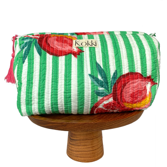 Cosmetic Bag Large - Tuscan Green Stripe