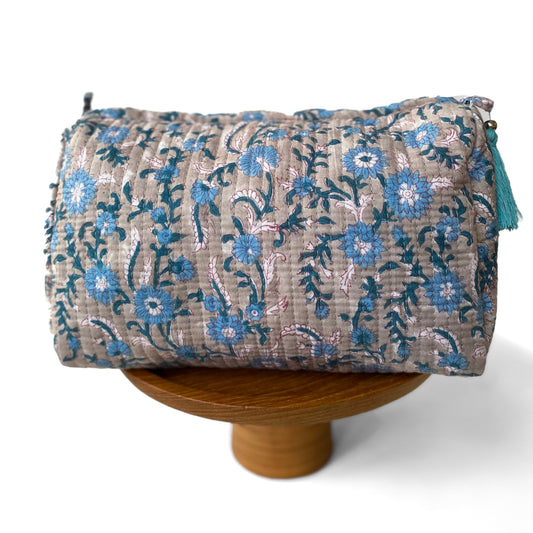 Cosmetic Bag Large - Handblocked Cotton LuLu