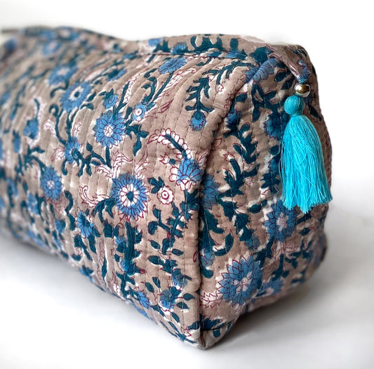 Cosmetic Bag Large - Handblocked Cotton LuLu