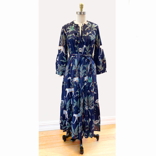 Kokki Cotton Dress - Blue Jungleprint
