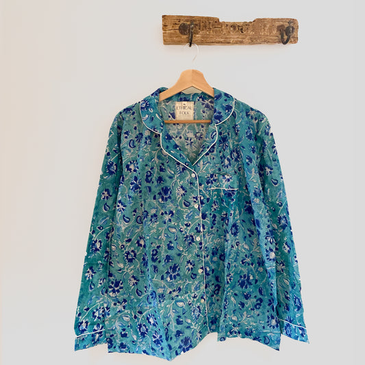 Long Cotton Pyajamas - Blue