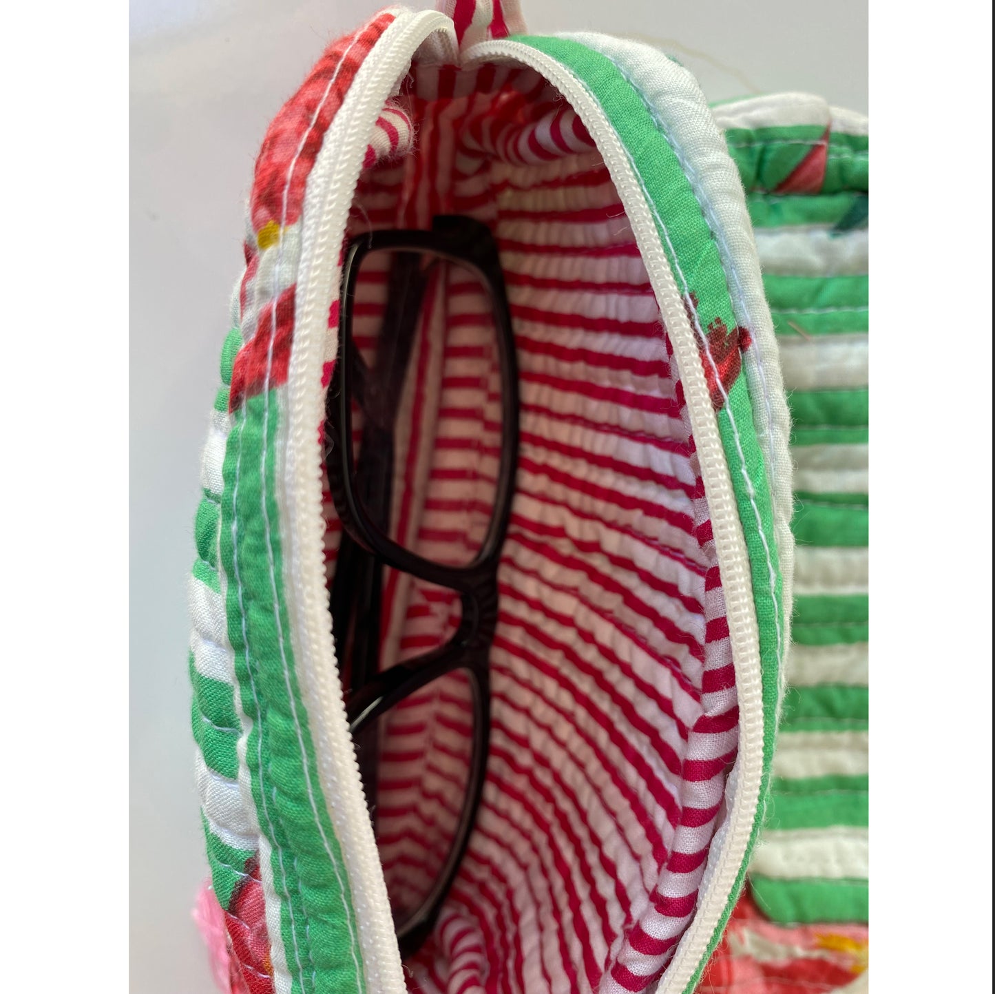 Mini Zip Up Bag - Tuscan Green Stripe