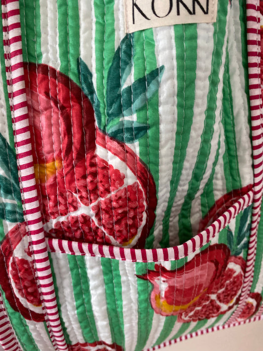 Large Tote Bag - Tuscan Stripe Green