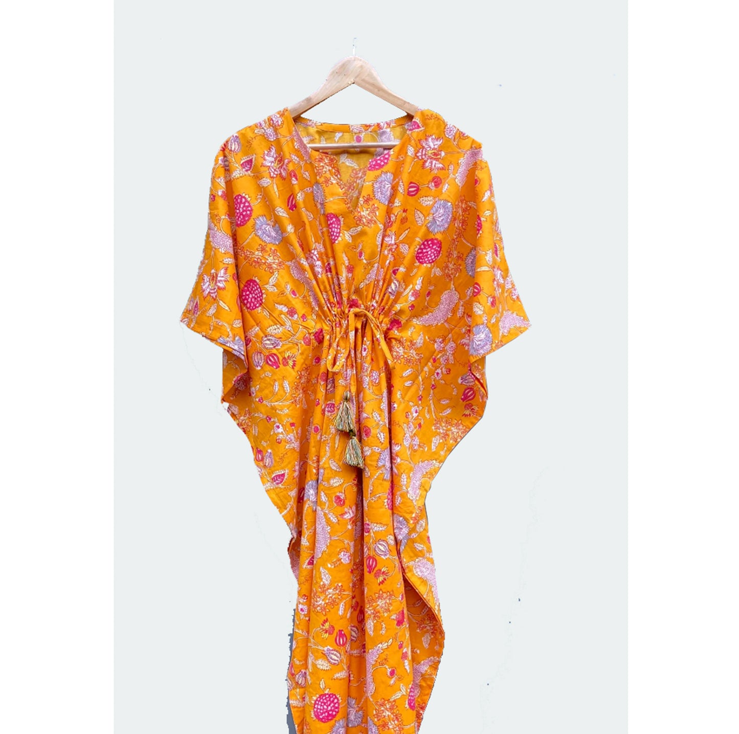 Long Cotton Kaftan - Citrus