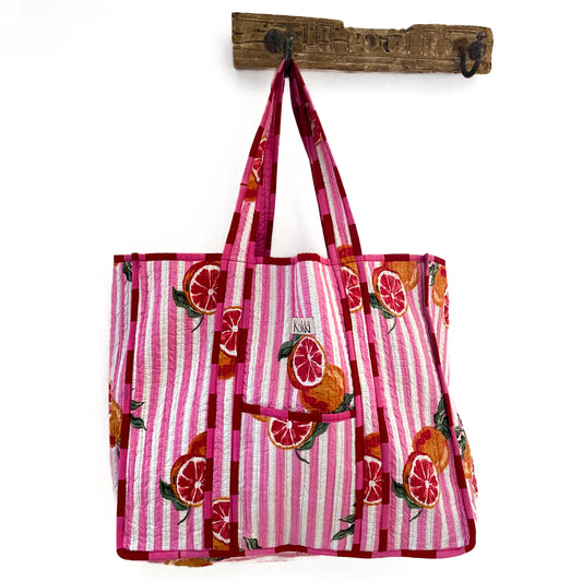 Large Kantha Tote Bag - Pink Tuscany