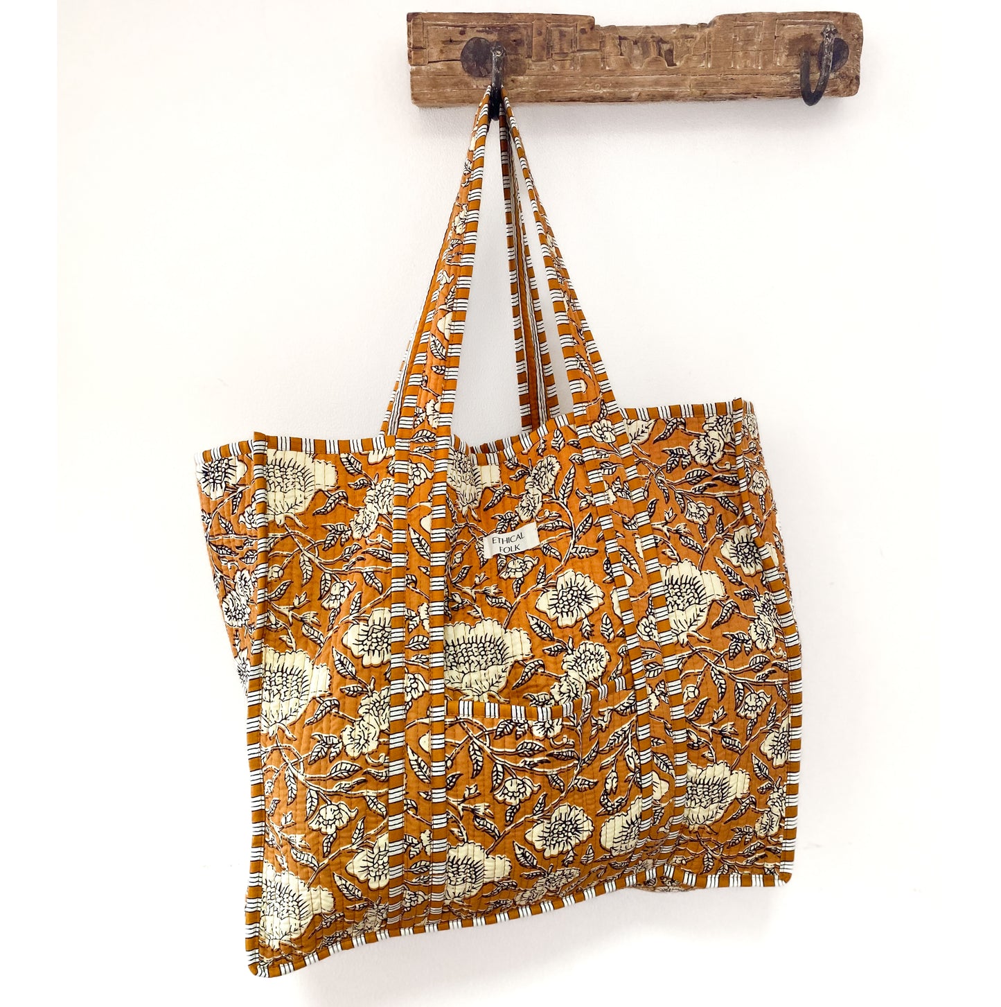 Large Kantha Tote Bag - Honey