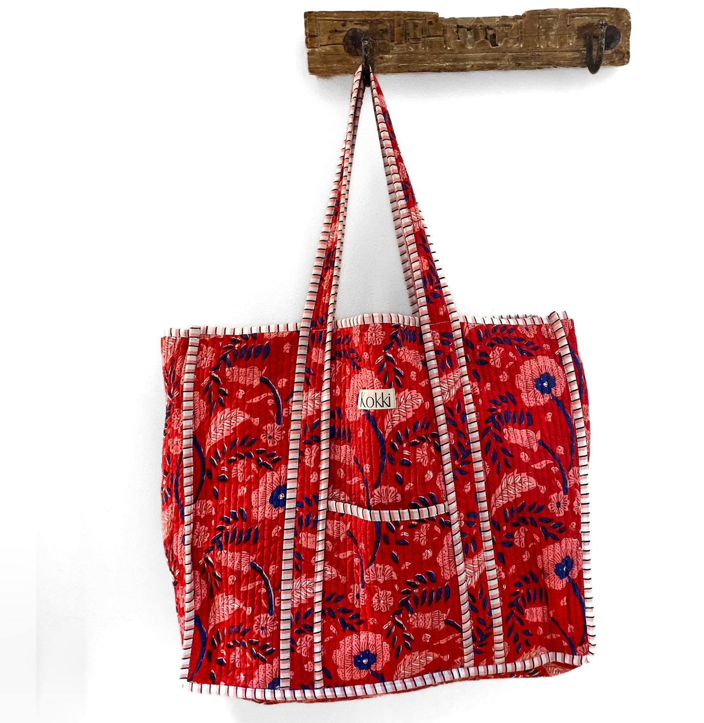 Large Kantha Tote Bag - Cherry Blossom