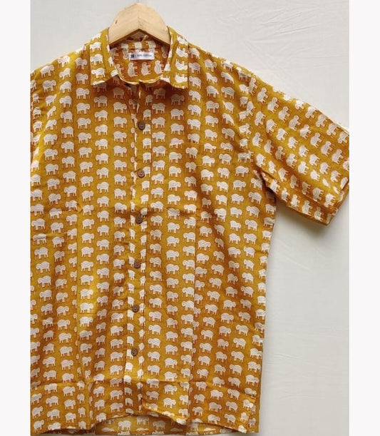 Unisex Cotton Blockprint Shirt - Summer