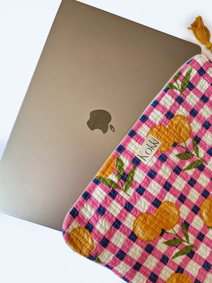 Laptop Sleeve Blockprint - Picnic Pink
