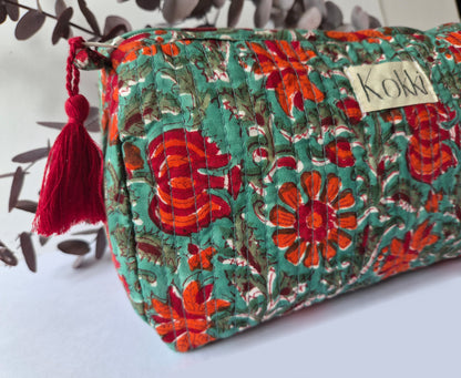 Cosmetic Bag Cotton Blockprint - Kitty