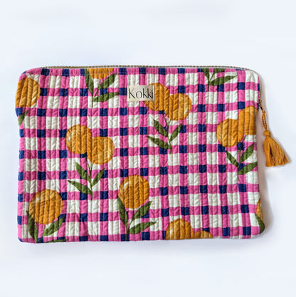 Laptop Sleeve Blockprint - Picnic Pink