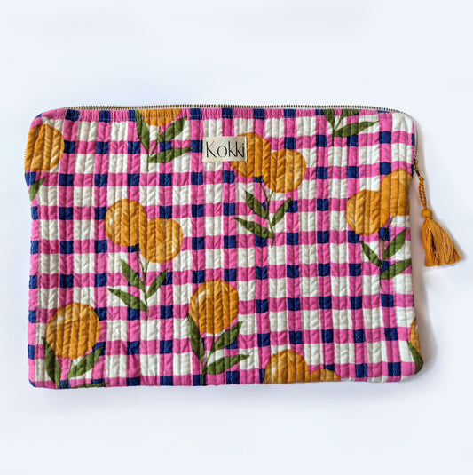 Laptop Sleeve Blockprint - Picnic Pink