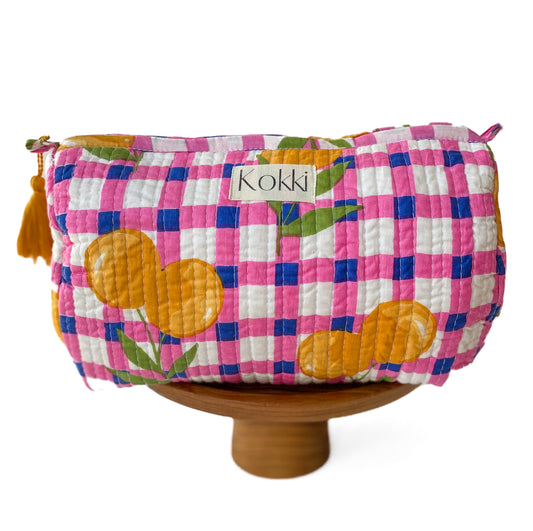 Cosmetic Bag Blockprint - Pinky Lemon