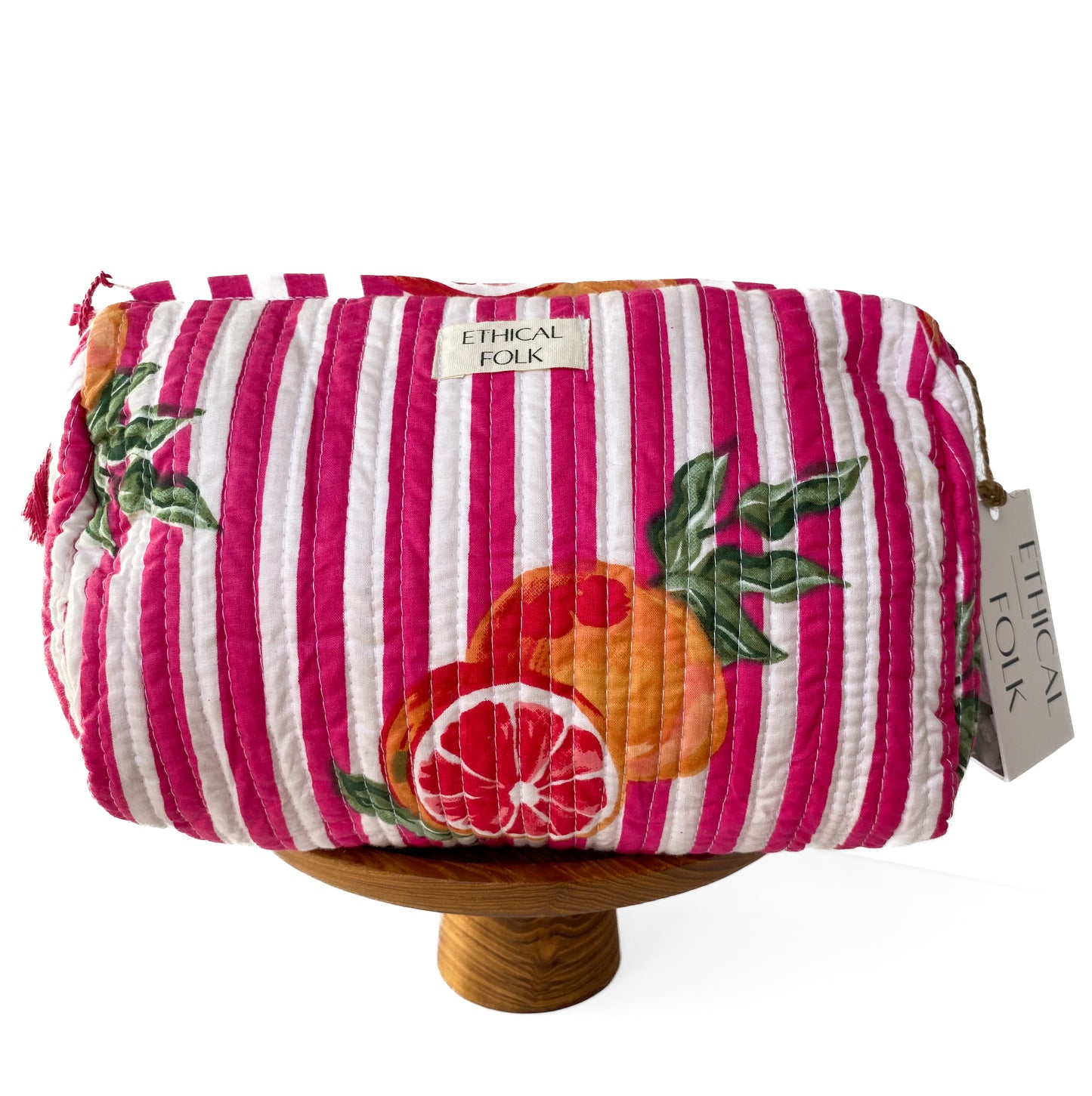 Cosmetic Bag - Tuscan Pink Stripe Blood Orange