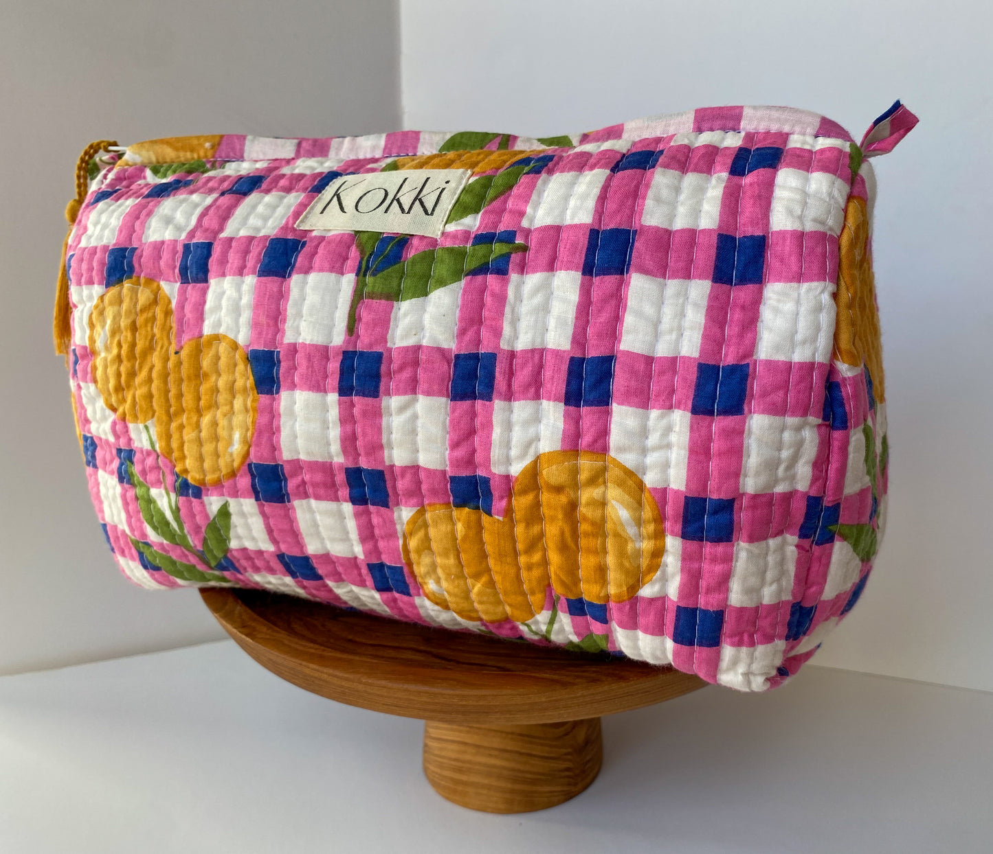 Cosmetic Bag Blockprint - Pinky Lemon