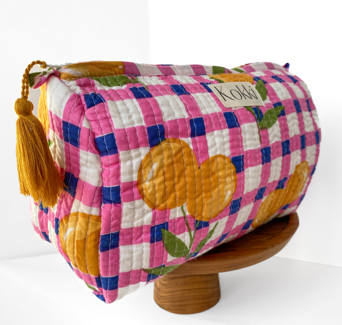 Cosmetic Bag Blockprint - Pinky Lemon