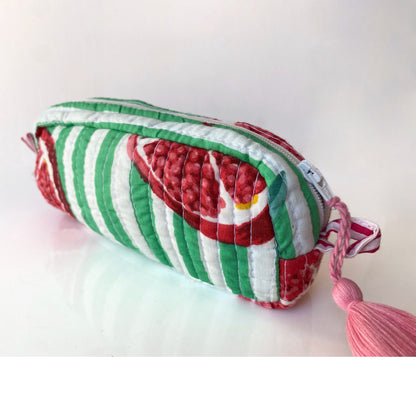 Mini Zip Up Bag - Tuscan Green Stripe