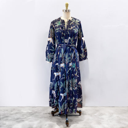 Kokki Cotton Dress - Blue Jungleprint