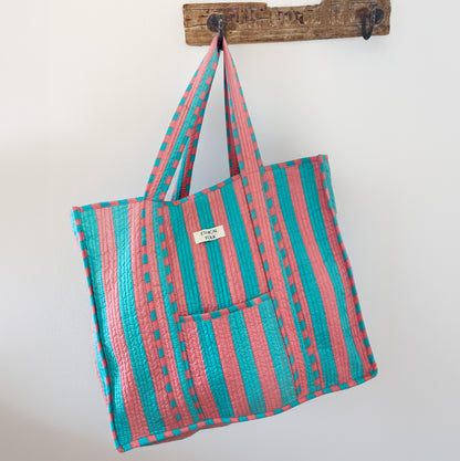 Oversize Tote - Pink Stripe