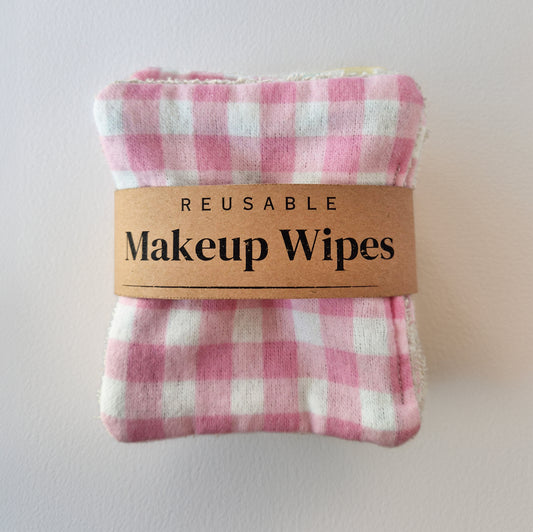 Reusable Makeup Wipes - Pink Check