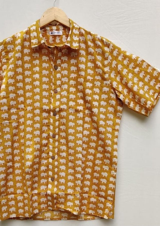 Unisex Cotton Blockprint Shirt - Summer