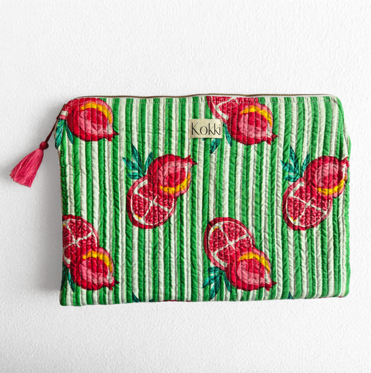 Blockprint Laptop Sleeve 13 to 15inch - Red Pomegranate