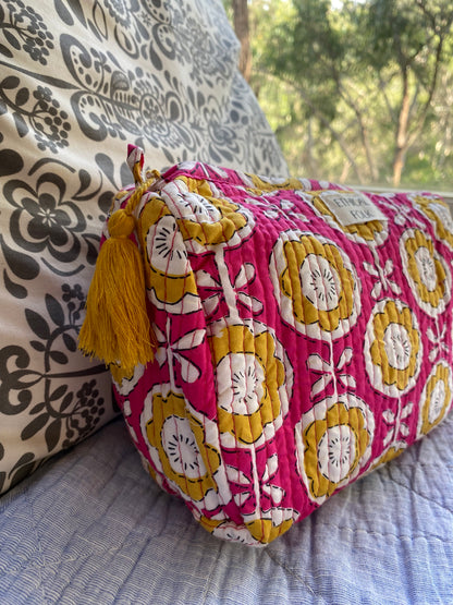 Cosmetic Bag Blockprint - Petal Pink