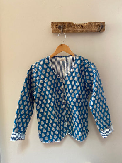 Quilted  Cotton Coat - Blue