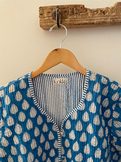 Quilted  Cotton Coat - Blue