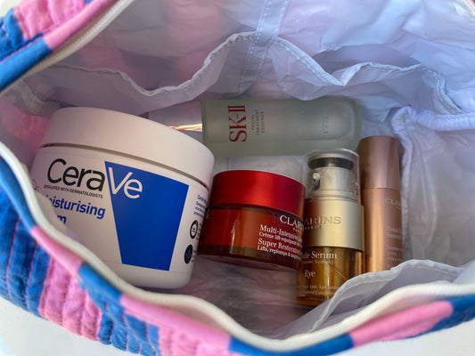 Cosmetic Bag - Bold Stripe Pink and Blue