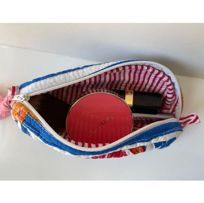 Mini zip-up bag - Tuscan blue Stripe