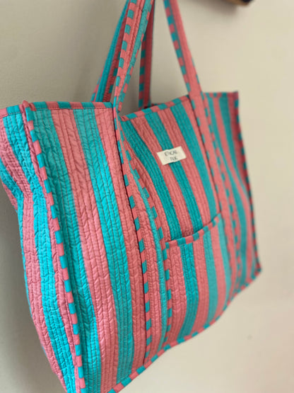 Oversize Tote - Pink Stripe