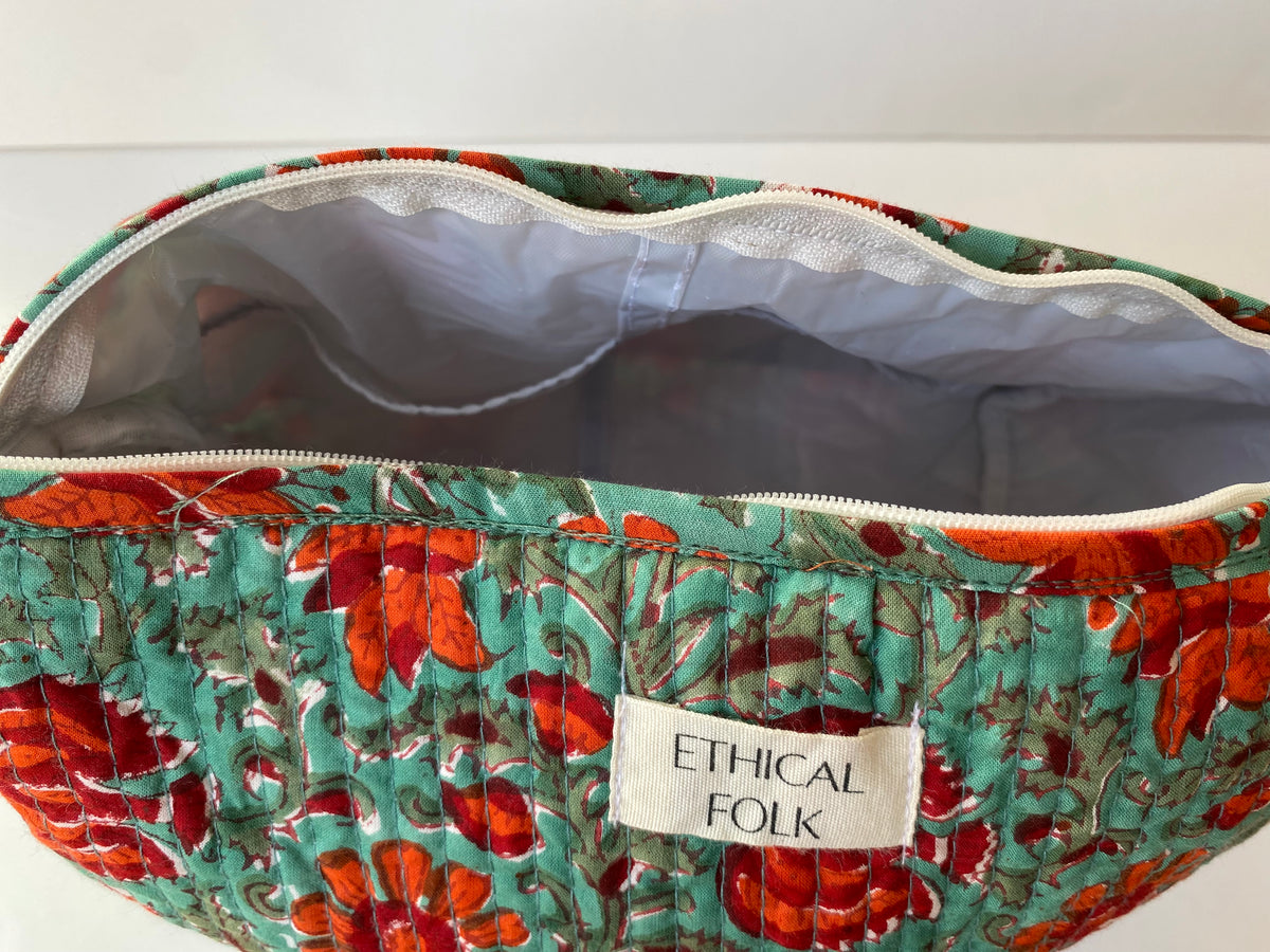 Cosmetic Bag Cotton Blockprint - Kitty