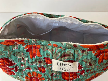 Cosmetic Bag Cotton Blockprint - Kitty