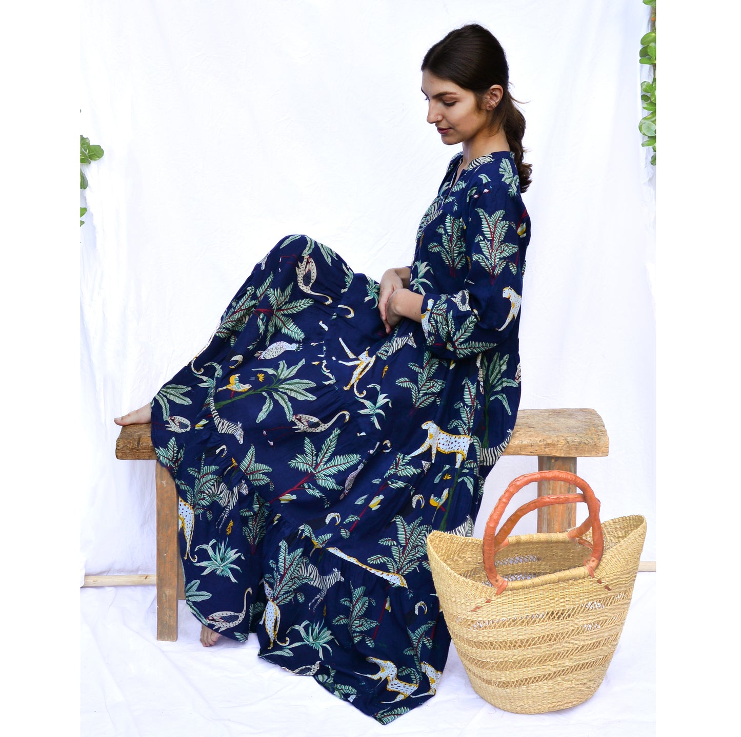 Kokki Cotton Dress - Blue Jungleprint