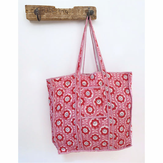 Kantha Bag XL - Pink Daisy