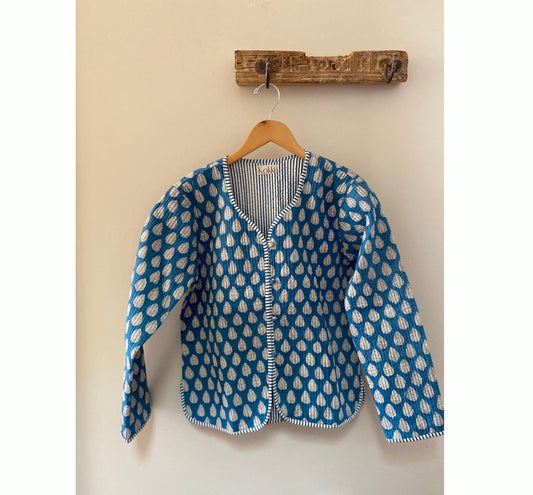 Quilted  Cotton Coat - Blue
