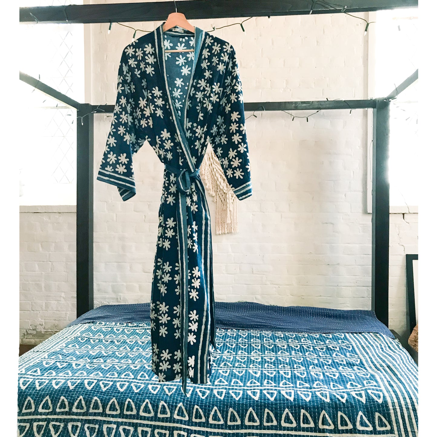 Kimono Long - Indigo Daisy