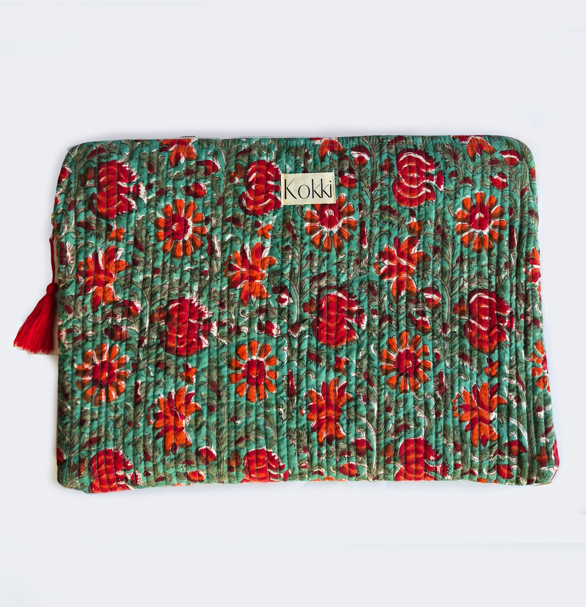 Laptop Cover Blockprint Cotton - Kitty