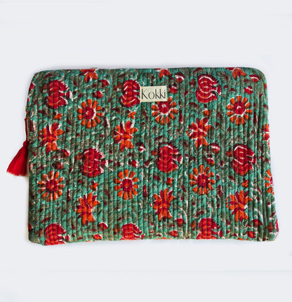 Laptop Cover Blockprint Cotton - Kitty