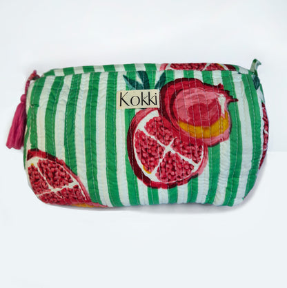 Cosmetic Bag Large - Tuscan Green Stripe