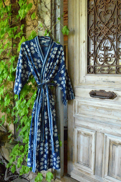 Kimono Long - Indigo Daisy