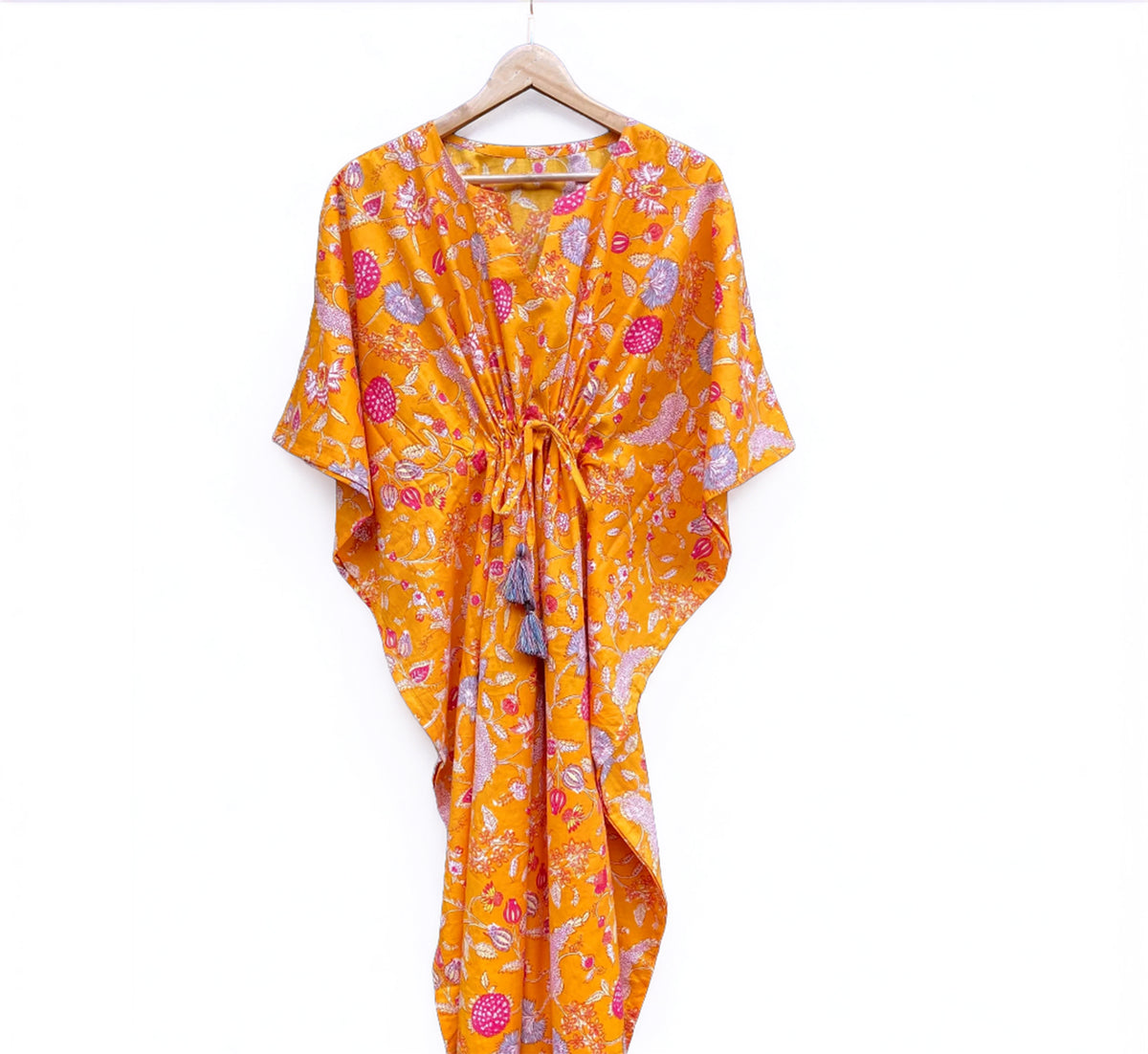 Long Cotton Kaftan - Citrus