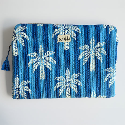 Laptop Cover Cotton - Blue Palm Tree