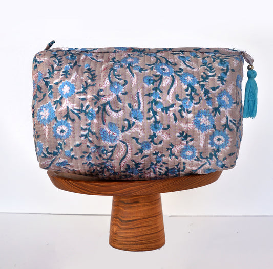 Cosmetic Bag Large - Handblocked Cotton LuLu