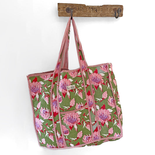 Large Kantha Tote Bag - Sugar Bush