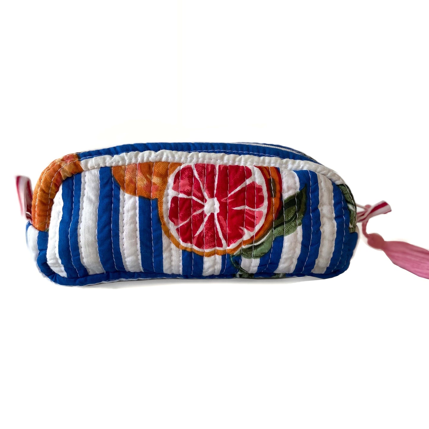 Mini zip-up bag - Tuscan blue Stripe