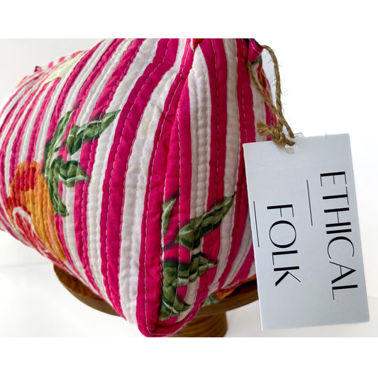 Cosmetic Bag - Tuscan Pink Stripe Blood Orange